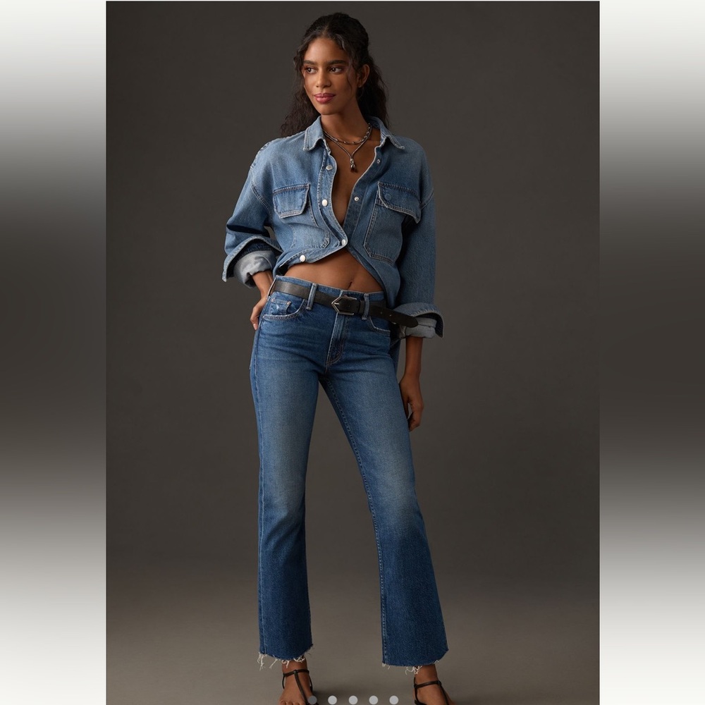 MOTHER Mid Rise Rider Ankle Fray Jeans